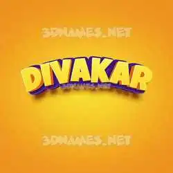divakar in Orange Toon style - 3D name wallpaper