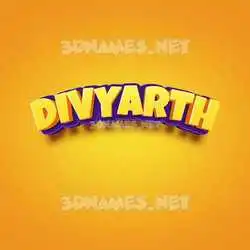 divyarth in Orange Toon style - 3D name wallpaper