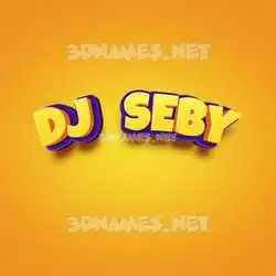 dj   seby in Orange Toon style - 3D name wallpaper