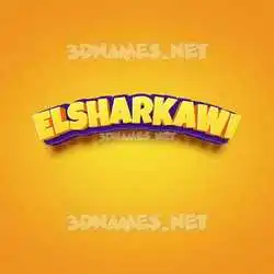 elsharkawi in Orange Toon style - 3D name wallpaper