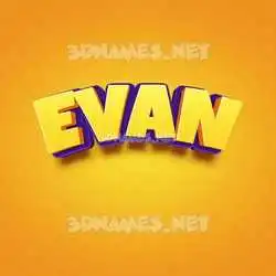 evan in Orange Toon style - 3D name wallpaper