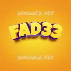 fad33 in Orange Toon style - 3D name wallpaper