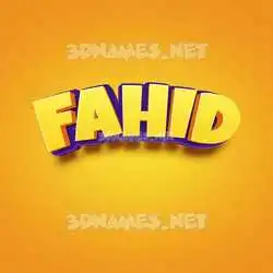 fahid in Orange Toon style - 3D name wallpaper