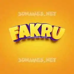 fakru in Orange Toon style - 3D name wallpaper