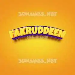 fakruddeen in Orange Toon style - 3D name wallpaper