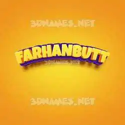 farhanbutt in Orange Toon style - 3D name wallpaper