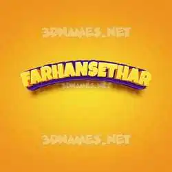 farhansethar in Orange Toon style - 3D name wallpaper