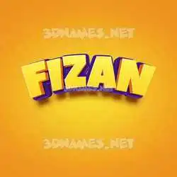 fizan in Orange Toon style - 3D name wallpaper