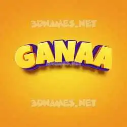 ganaa in Orange Toon style - 3D name wallpaper
