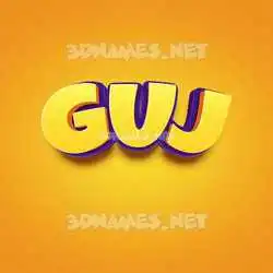 guj in Orange Toon style - 3D name wallpaper
