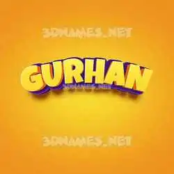 gurhan in Orange Toon style - 3D name wallpaper