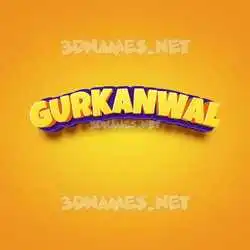 gurkanwal in Orange Toon style - 3D name wallpaper