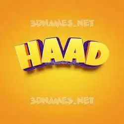 haad in Orange Toon style - 3D name wallpaper