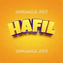hafil in Orange Toon style - 3D name wallpaper
