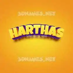 harthas in Orange Toon style - 3D name wallpaper