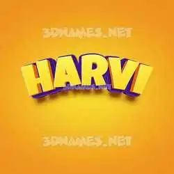 harvi in Orange Toon style - 3D name wallpaper
