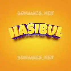hasibul in Orange Toon style - 3D name wallpaper
