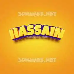 hassain in Orange Toon style - 3D name wallpaper