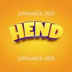 hend in Orange Toon style - 3D name wallpaper
