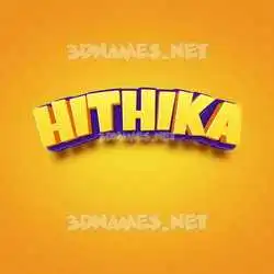 hithika in Orange Toon style - 3D name wallpaper