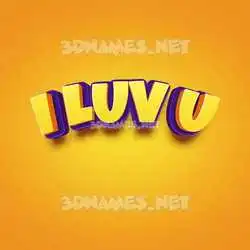 i luv u in Orange Toon style - 3D name wallpaper