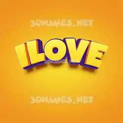 ilove in Orange Toon style - 3D name wallpaper
