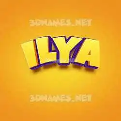 ilya in Orange Toon style - 3D name wallpaper