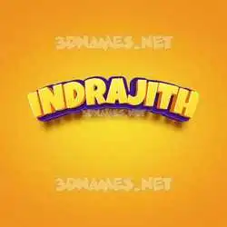 indrajith in Orange Toon style - 3D name wallpaper