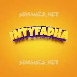 intyfadha in Orange Toon style - 3D name wallpaper