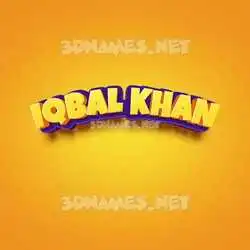 iqbal khan in Orange Toon style - 3D name wallpaper