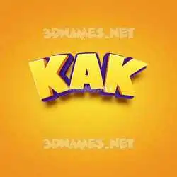 kak in Orange Toon style - 3D name wallpaper