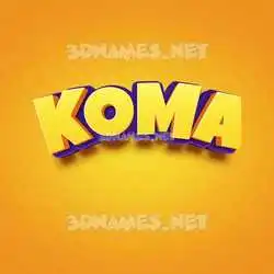 koma in Orange Toon style - 3D name wallpaper