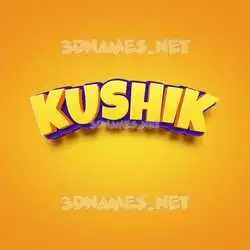 kushik in Orange Toon style - 3D name wallpaper