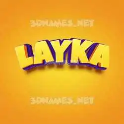 layka in Orange Toon style - 3D name wallpaper