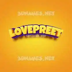 lovepreet in Orange Toon style - 3D name wallpaper