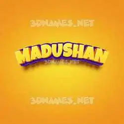 madushan in Orange Toon style - 3D name wallpaper