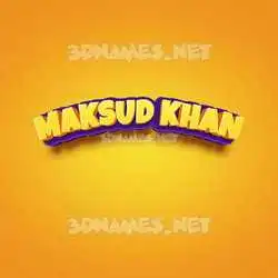 maksud khan in Orange Toon style - 3D name wallpaper