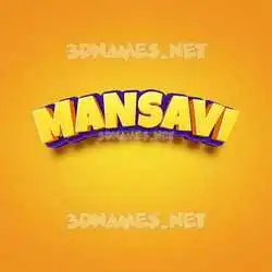 mansavi in Orange Toon style - 3D name wallpaper