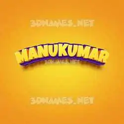 manukumar in Orange Toon style - 3D name wallpaper
