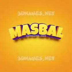 masbal in Orange Toon style - 3D name wallpaper