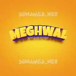 meghwal in Orange Toon style - 3D name wallpaper