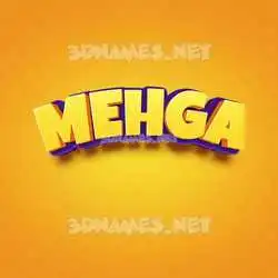 mehga in Orange Toon style - 3D name wallpaper