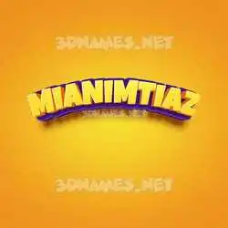 mianimtiaz in Orange Toon style - 3D name wallpaper