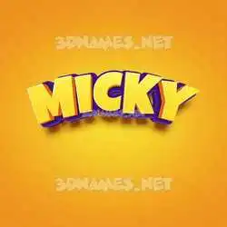 micky in Orange Toon style - 3D name wallpaper