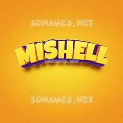 mishell in Orange Toon style - 3D name wallpaper