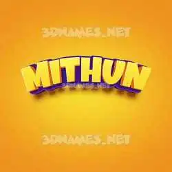 mithun in Orange Toon style - 3D name wallpaper
