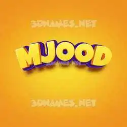 mjood in Orange Toon style - 3D name wallpaper