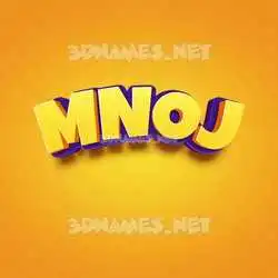 mnoj in Orange Toon style - 3D name wallpaper