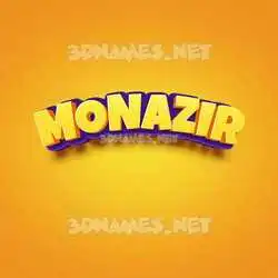 monazir in Orange Toon style - 3D name wallpaper