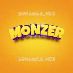 monzer in Orange Toon style - 3D name wallpaper